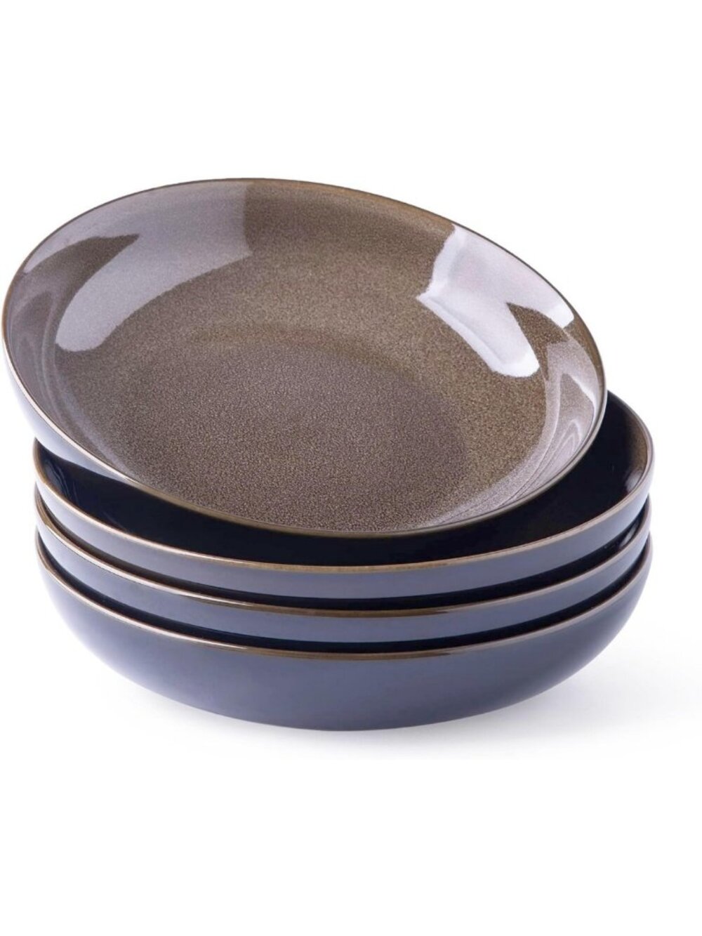 Set of 4 Large 9.0" Ceramic Pasta Bowls - Durable Stoneware for Serving & Dining